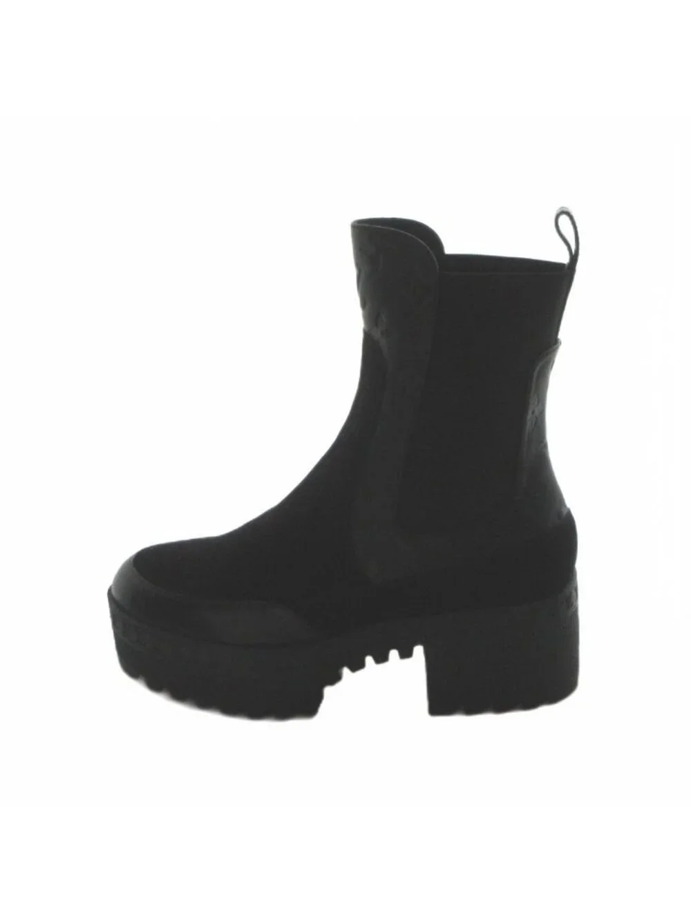 Louis Vuitton Laureate Monogram Boots Short Logo Suede Platform Black